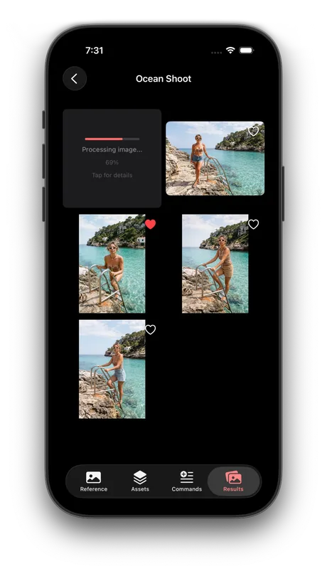 SnapLift results grid from an example shoot